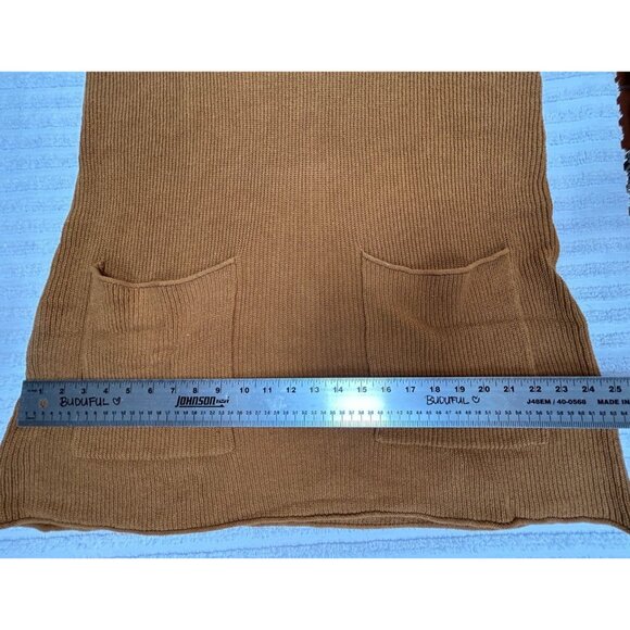 FP Beach Sleeveless Dress Medium Ribbed Knit Mini V-Neck Brown Pockets Beachy - Picture 9 of 9